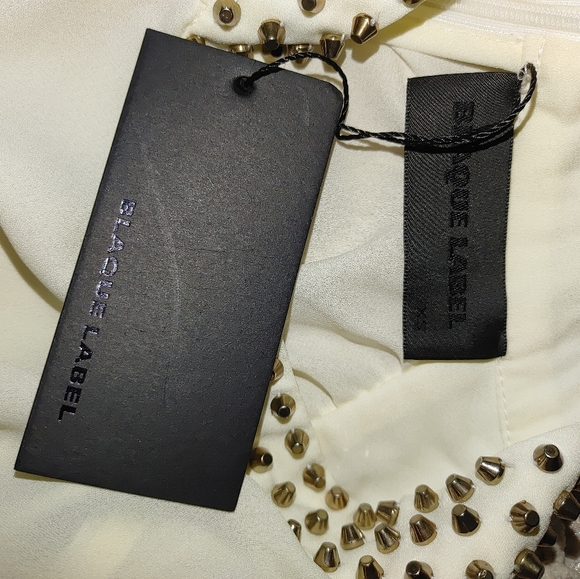 BLAQUE LABEL STUDDED MOCK NECK BLOUSE, CREAM S - Picture 3 of 8